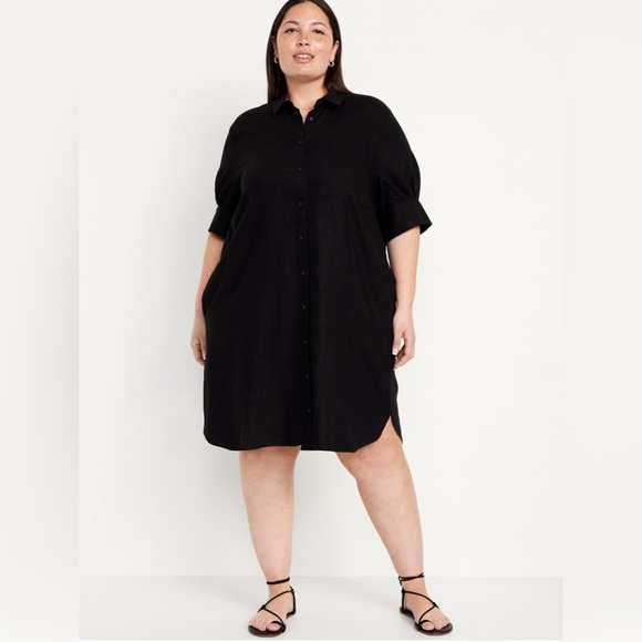 NWT! Black Linen-Blend Shirt Dress - Multiple Sizes💛 - Picture 6 of 10